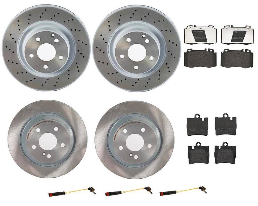 Mercedes Brakes Kit - Pads & Rotors Front and Rear (330mm/300mm) (Low-Met) 220423021264 - Brembo 1637603KIT